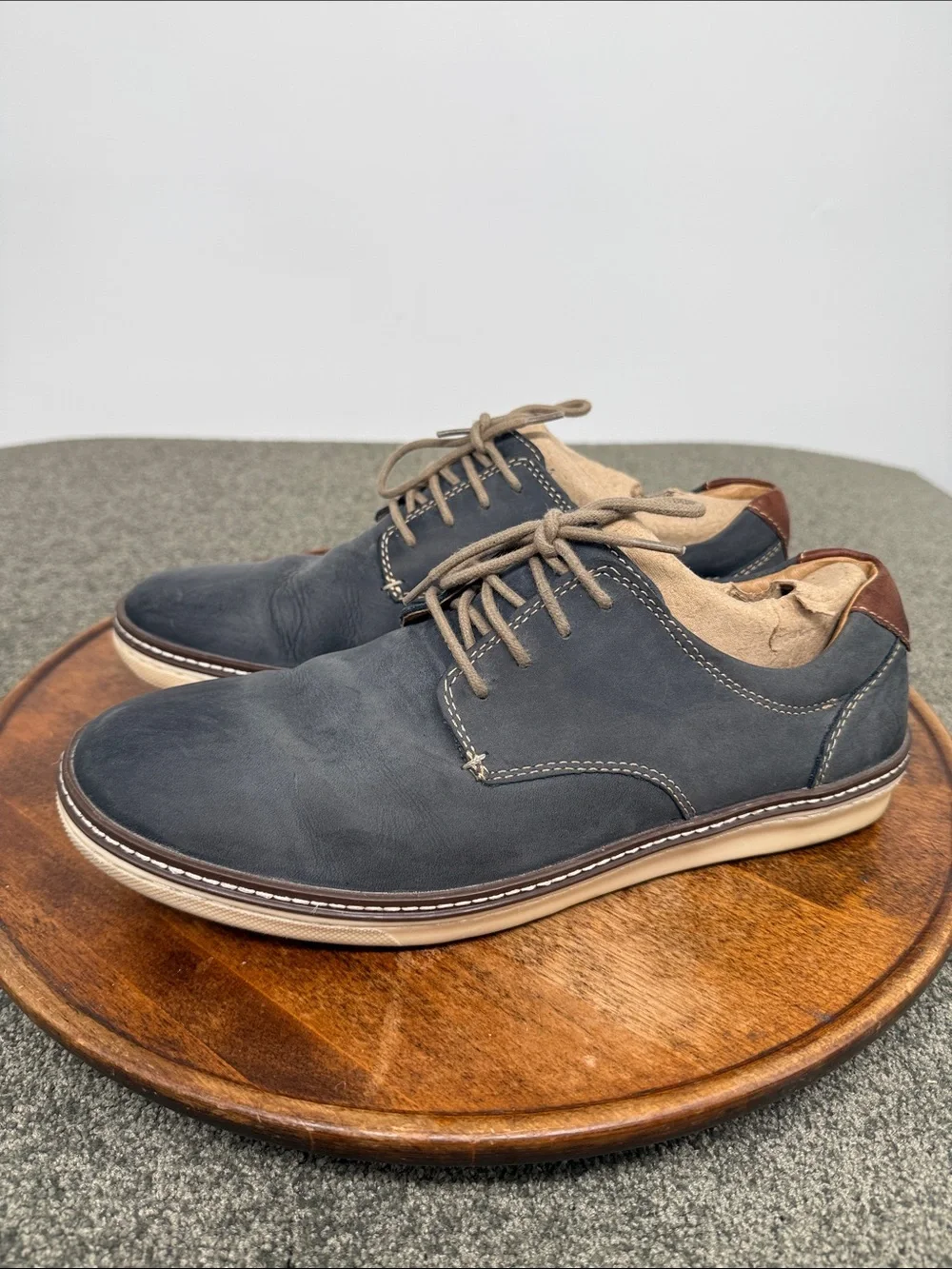 Johnston & Murphy Shoes Mens 9.5 Wide Blue Leather Lace Up Oxford Sneakers
